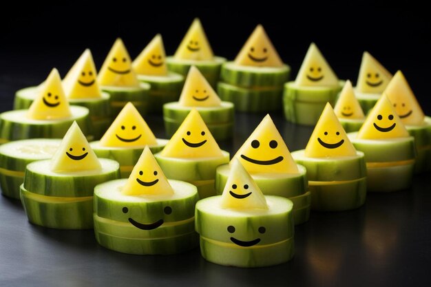 Starfruit slices arranged to form a smiley face Starfruit image photography