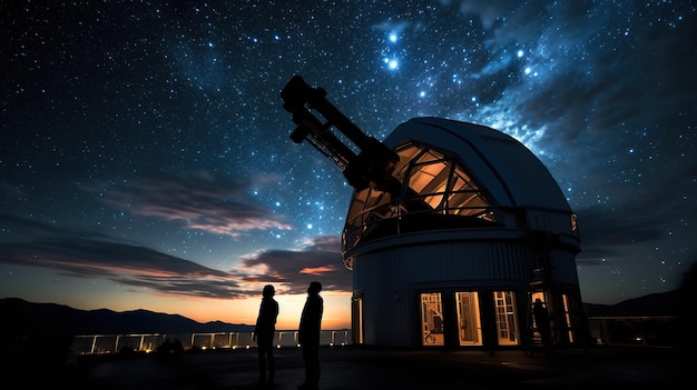 Stargazing a stars and planets through the telescope at night astrology concept