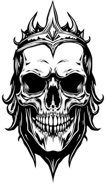 Photo a stark black and white illustration of a human skull