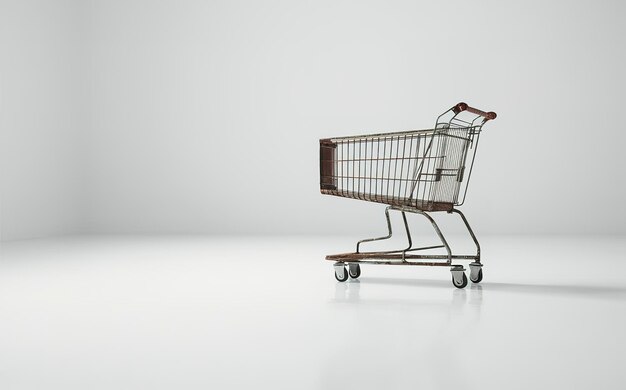 Photo a stark minimalist photograph of an empty metal shopping cart