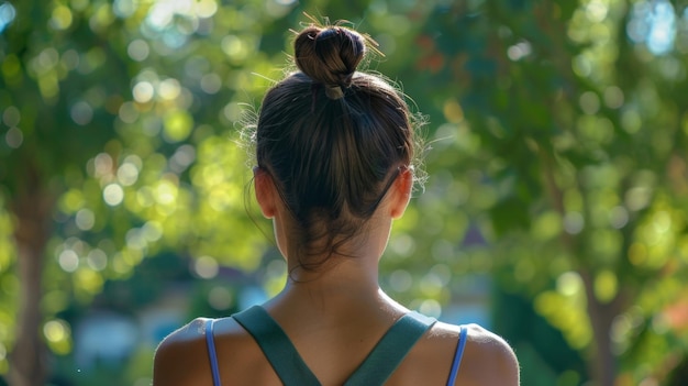 A starkly defined tan line on her back tells the story of too many hours spent studying for exams