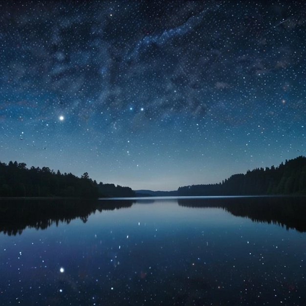 Starlit night over a tranquil lake