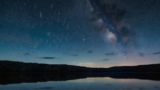 Starlit night over a tranquil lake