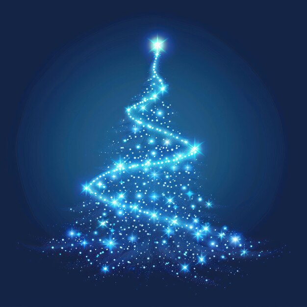 Photo starry christmas tree illustration background glowing