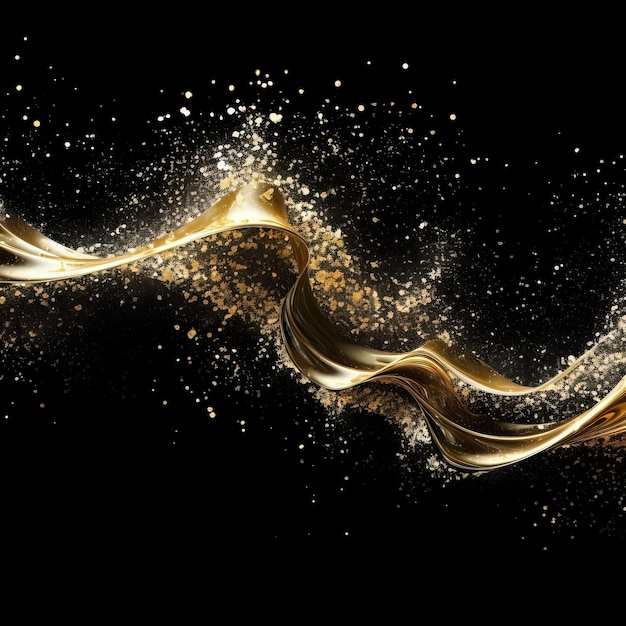 Starry gold sparkling glitter splash High quality ai generated image on white background