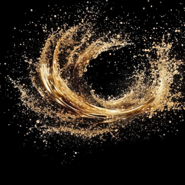 Starry gold sparkling glitter splash High quality ai generated image on white background