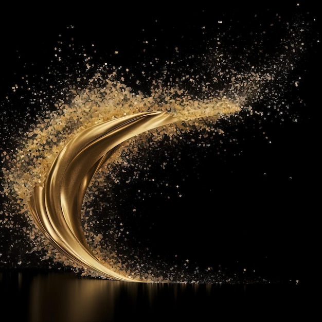 Starry gold sparkling glitter splash High quality ai generated image on white background