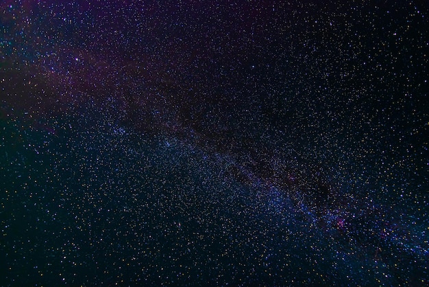 Starry multicolored night sky with a bright milky way and galaxies