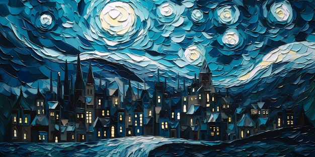 Starry Night in the City A Van Goghinspired Painting