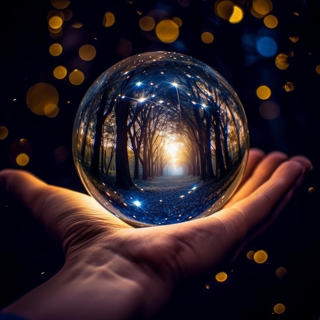 starry night crystal ball photography