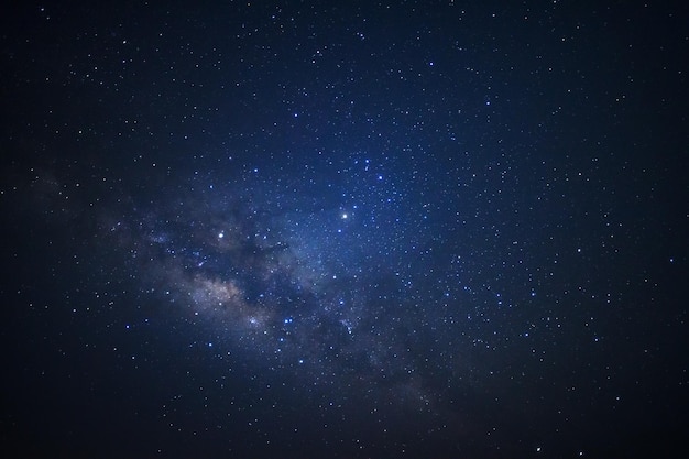 Starry night milky way astronomy Long exposure photographwith grain