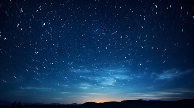 Starry night over a silhouetted forest Twinkling stars in a night sky