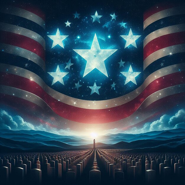 Starry night sky background stars arranged as American flag pattern celestial backdrop for dignifi