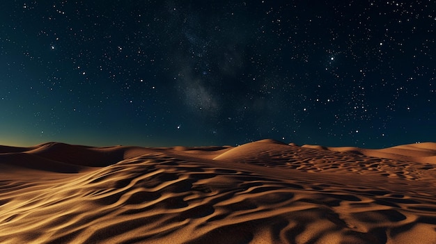 Starry Night Sky Above Desert Sand Dunes