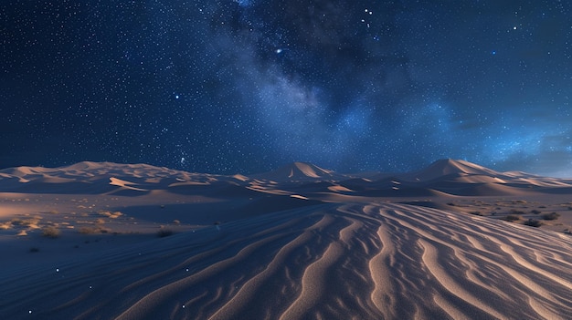 Starry Night Sky Over Desert Sand Dunes