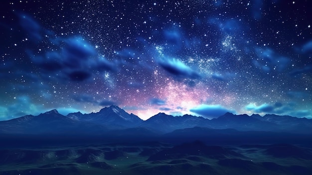 Starry night sky over the mountains