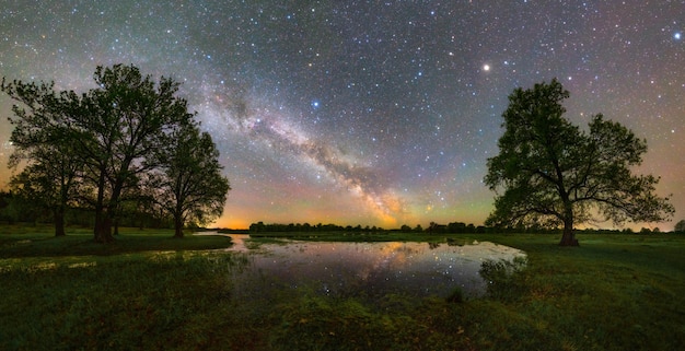 Starry night with Milky Way across the sky