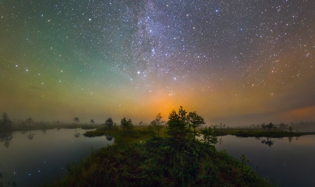 Starry night at Yelnya swamp, Belarus