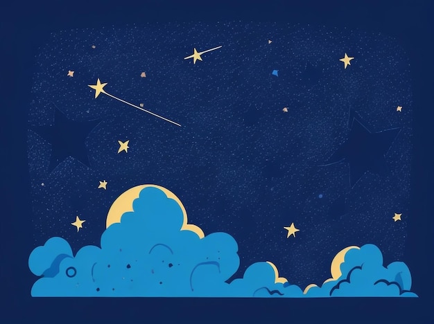 Starry Nocturne Night Sky Illustration with Stars and Blue Hues