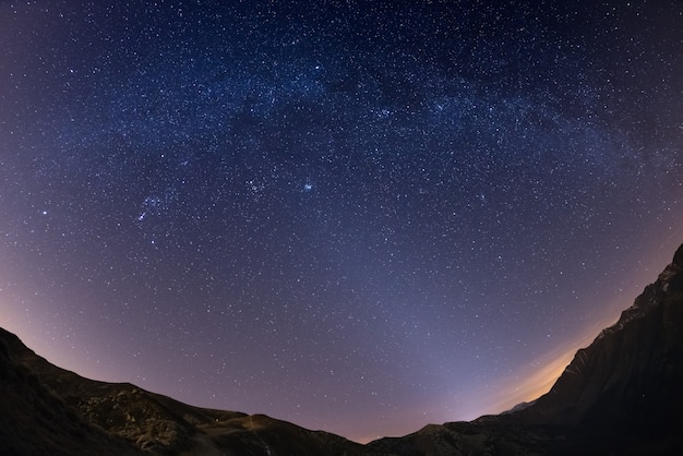 The starry sky above the Alps