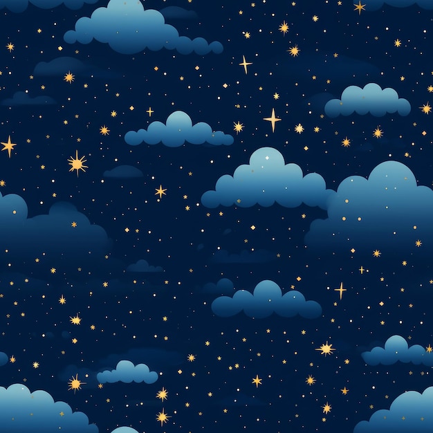 Starry sky blue seamless pattern Field astronomy Generate Ai