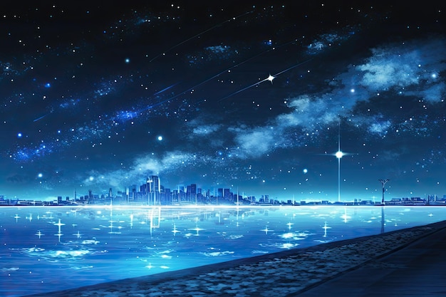 The starry sky above the city