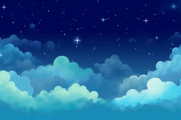 Photo starry sky above the clouds cute sky background illustration material