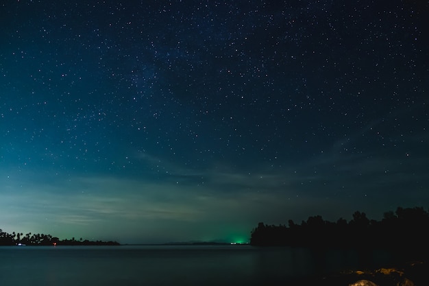 The starry sky and seascape  in the night