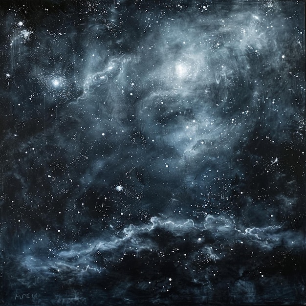 starry sky with a black background and a white star generative ai