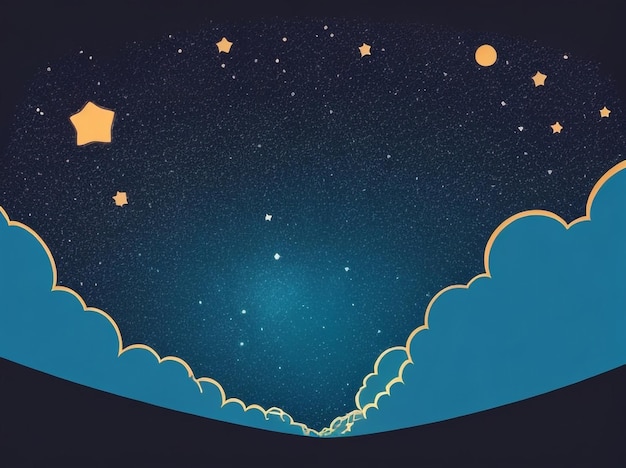 Starry Sky with Milky Way Vector Simple 3D Illustration