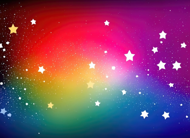 Stars on abstract colored and colorful background