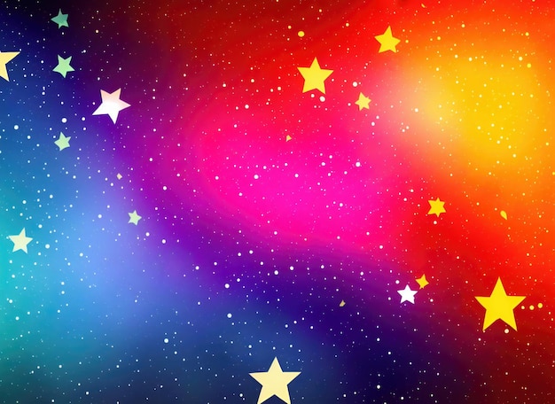 Stars on abstract colored and colorful background