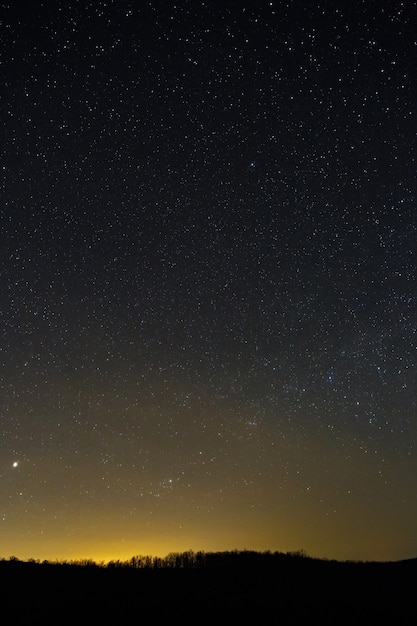 Stars of the Milky Way in the night sky A view of the starry space background sunset