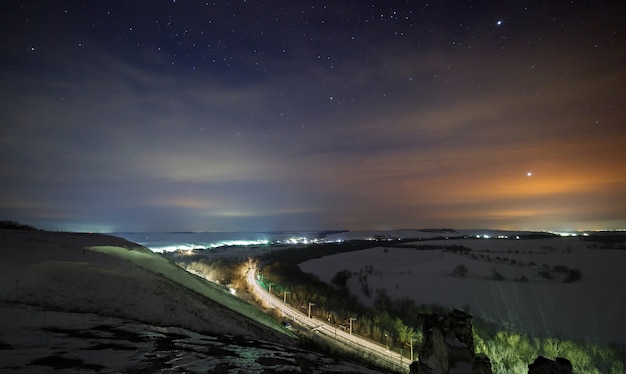 Stars of the night sky with clouds