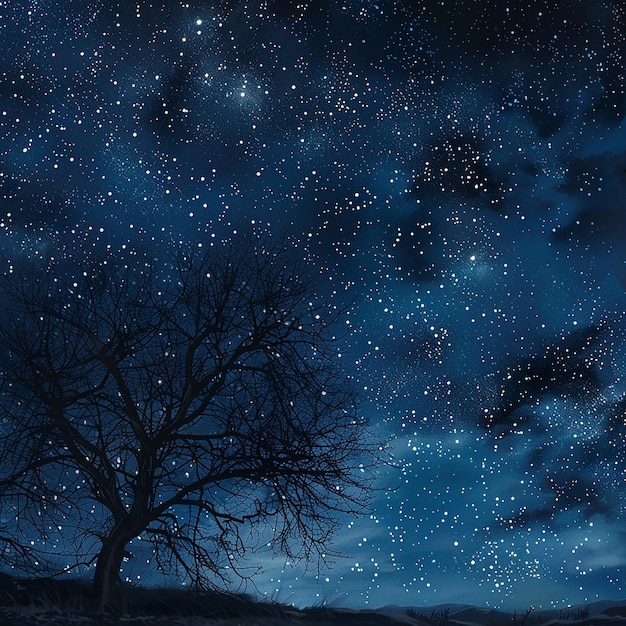 Photo stars in night sky with high detail photorealism