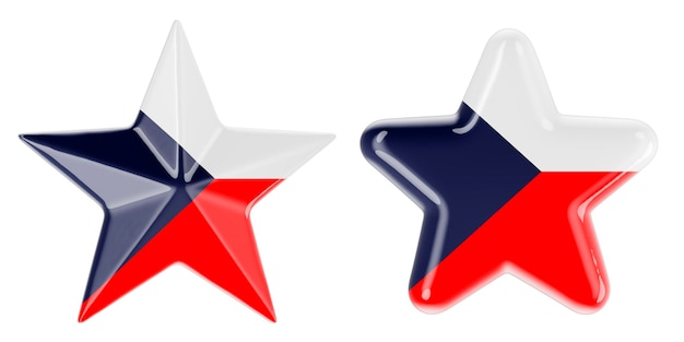 Stars with Czech flag 3D rendering