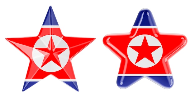 Photo stars with north korean flag 3d rendering