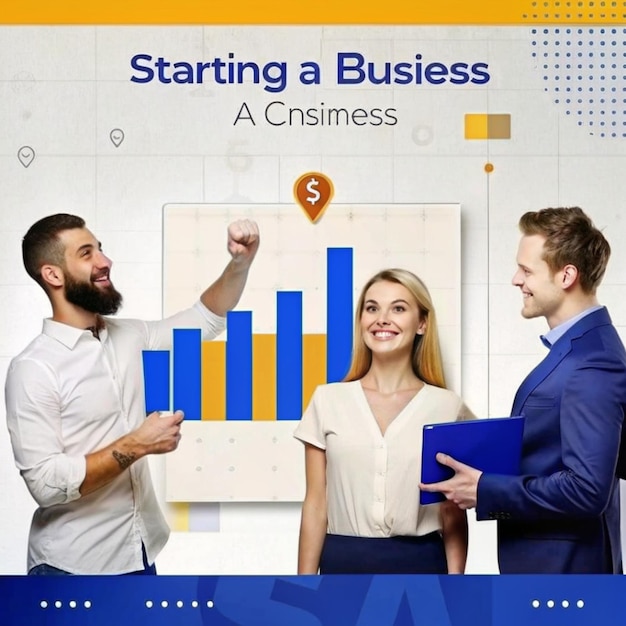 Photo start business social media poster or banner