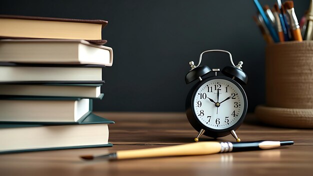 Photo start the day alarm clock on schoolbooks backtoschool image