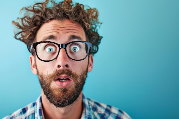 Startled Man With Glasses Wearing a Surprised Expression