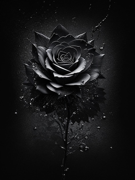 stary black Rose flower splash arts aesthetic