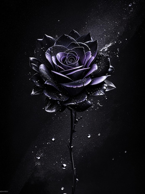 stary black Rose flower splash arts aesthetic