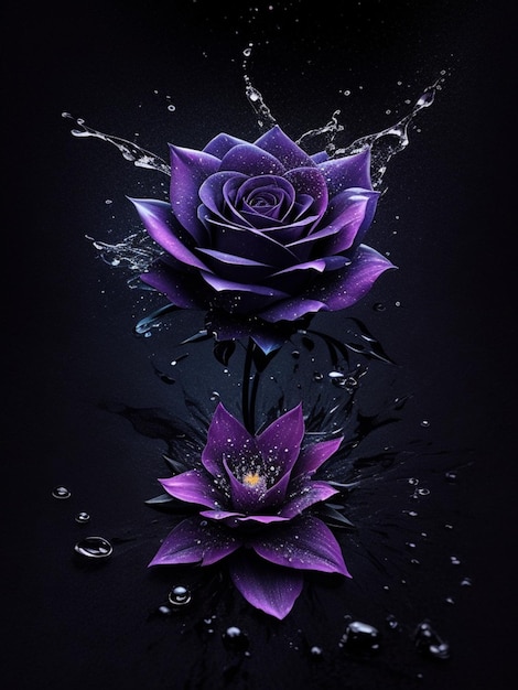 stary black Rose flower splash arts aesthetic