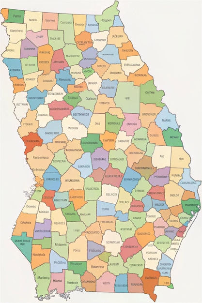 Photo state of georgia map of georgia state designed in illustration with the counties and the county seats map is hight resolution