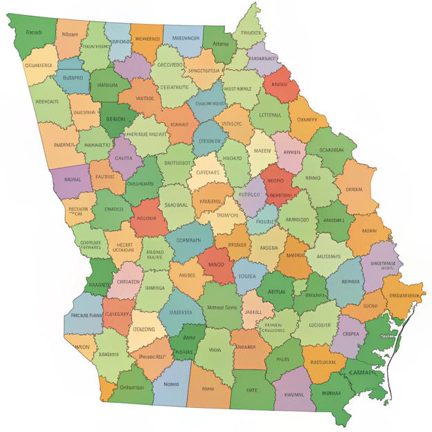 Photo state of georgia map of georgia state designed in illustration with the counties and the county seats map is hight resolution