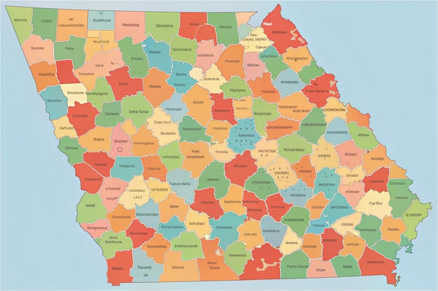 Photo state of georgia map of georgia state designed in illustration with the counties and the county seats map is hight resolution