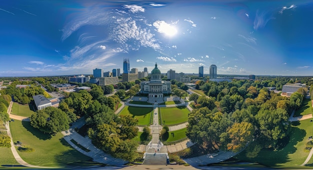 Photo state of nc aerial panoramic view of north carolina state capitol and raleigh skyline