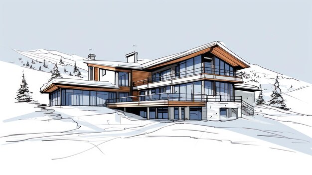 StateoftheArt Ski Lodge with Gourmet Restaurant AI Generated