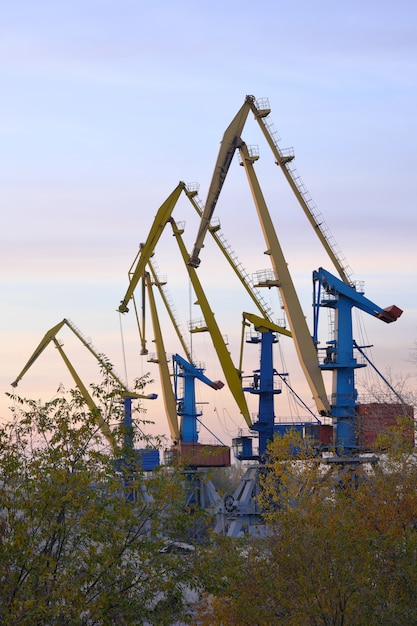 Stationary cranes for sand handling. River crane for sand, river cranes.