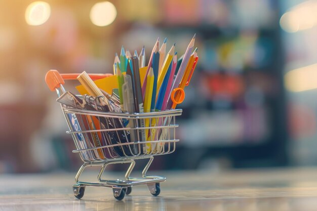 Stationery laid in little cart